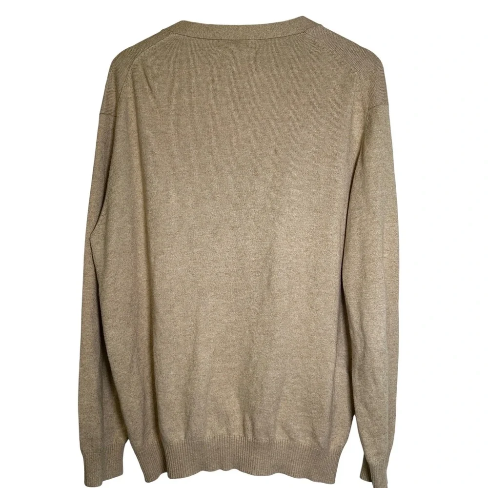 Lands End Tan Cardigan Sweater Men's L Pockets Old‎ Money Grandpacore Academia